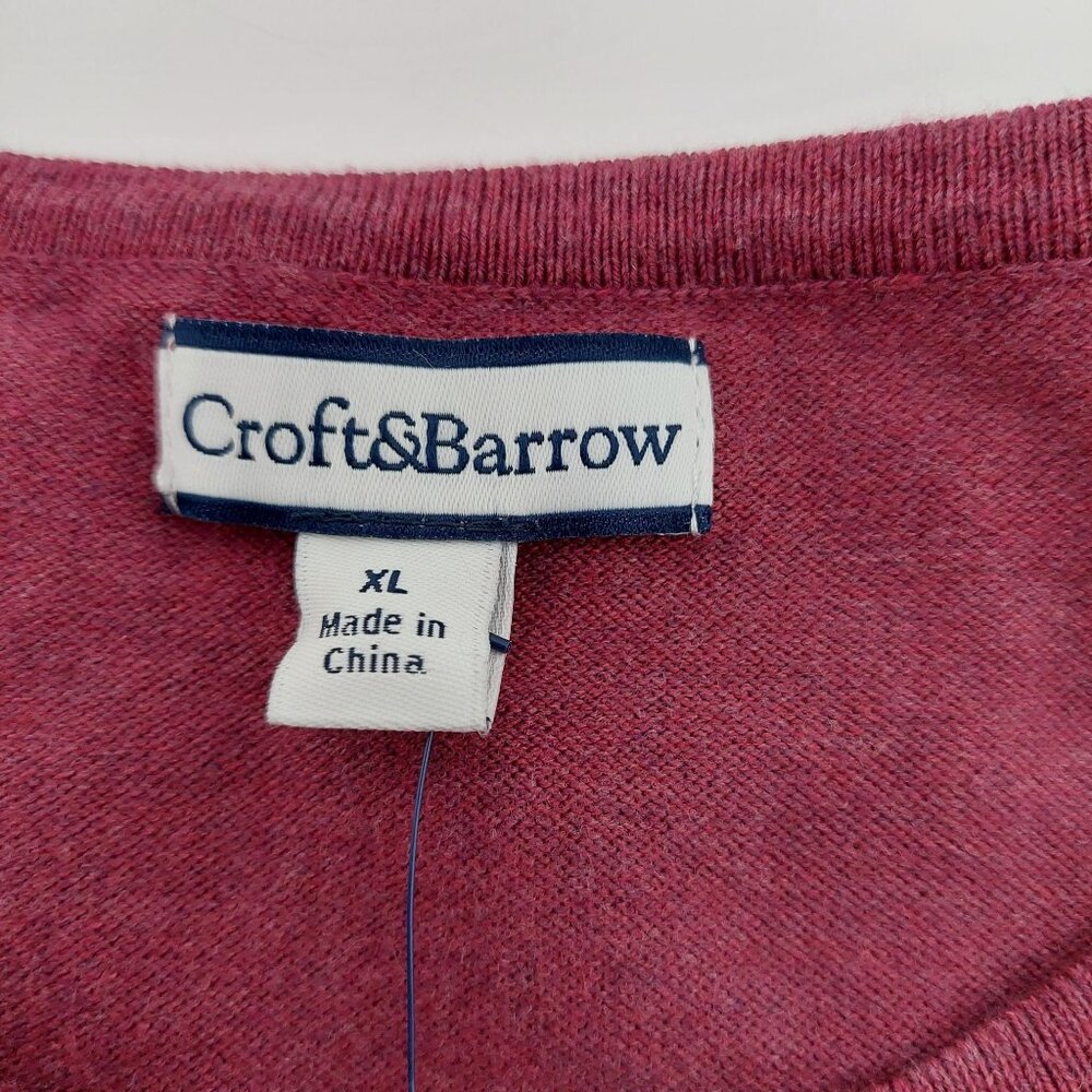 Croft & Barrow Women's XL Cardigan Wine Red Pima Cotton Embellished Neckline NWT - Picture 5 of 8